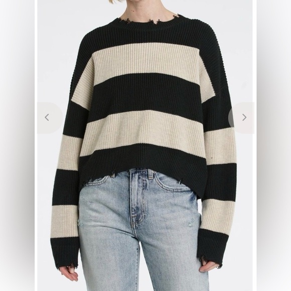 Pistola Black and Cream Women’s Stripe Sweater Size S - Picture 9 of 9